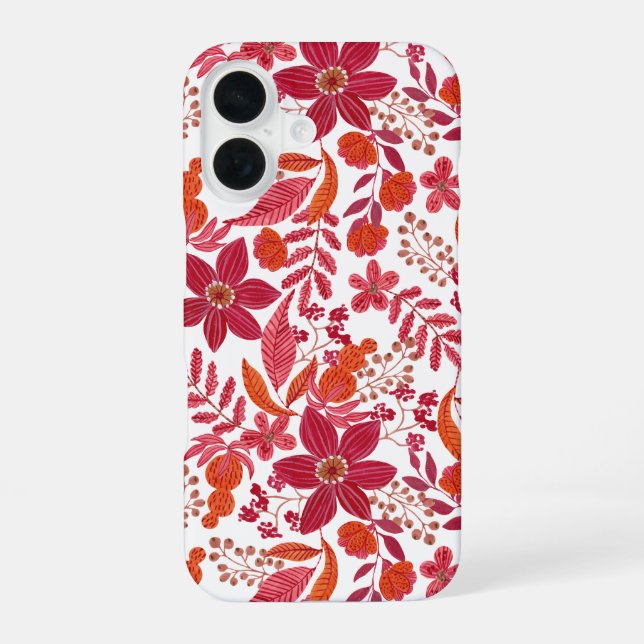 Vintage Burgundy Floral Slim Fit Phone cases (Back)