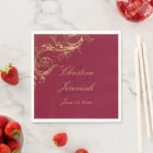 Vintage Burgundy Gold Floral Damask Script Wedding