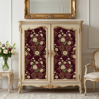 Vintage Burgundy Ivory Art Nouveau Florals Decor Tissue Paper