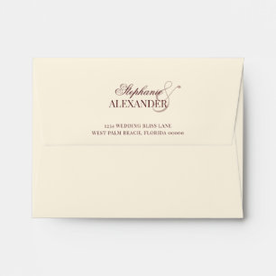 Vintage Burgundy Ivory Chequered Old Money Wedding Envelope