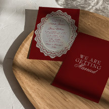 Vintage Burgundy Lace Doily Old Money Wedding