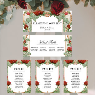 Vintage Burgundy Red Head Table Seating Chart 