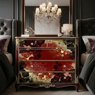 Vintage Burgundy Shabby Chic Floral Decoupage   Tissue Paper