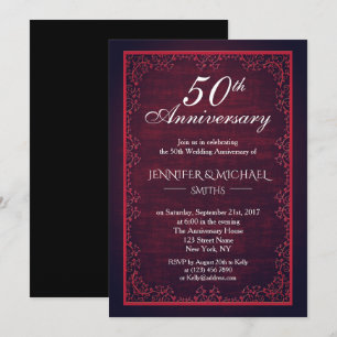 Vintage Burgundy Wedding Anniversary Invite