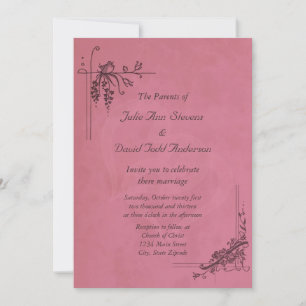 Vintage Burgundy Wedding Invitation