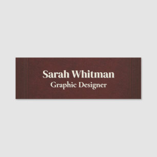 Vintage Burgundy Wine Leather Texture Business Name Tag