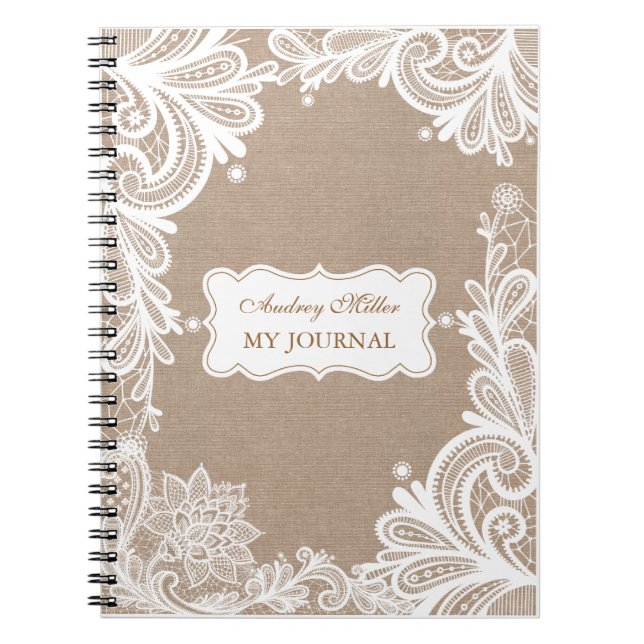 Vintage Burlap and Lace Journal (Front)