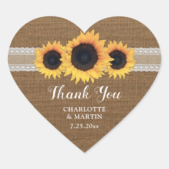 Vintage Burlap and Lace Sunflower Stickers (Front)