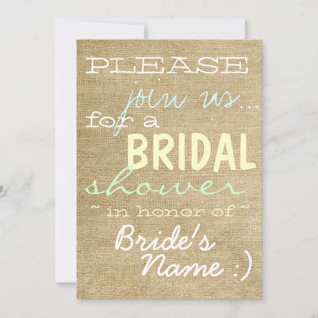 Vintage Burlap Country Bridal Shower Invitation :) (Front)