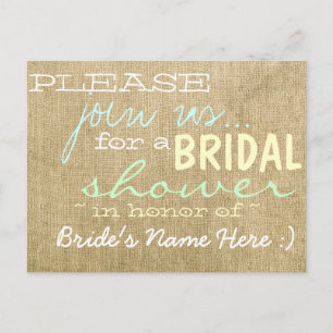 Vintage Burlap Country Bridal Shower Invitation
