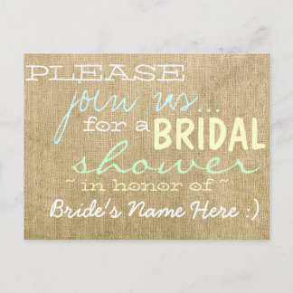 Vintage Burlap Country Bridal Shower Invitation