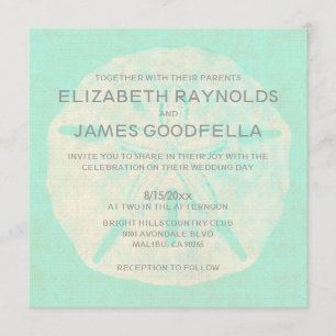 Vintage Burlap Sand Dollar Wedding Invitations