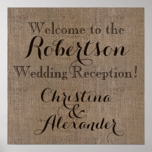 Vintage Burlap Wedding Reception Welcome Sign