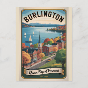 Vintage Burlington Vermont Retro Travel Postcard