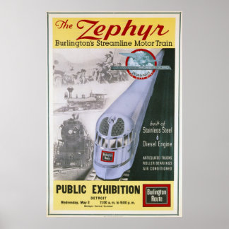 Vintage Burlington Zephyr Locomotive Poster