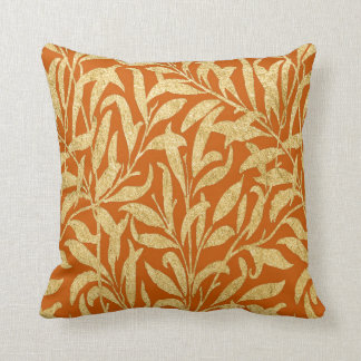 Vintage Burnt Orange and Gold Leaves Pattern Cushion