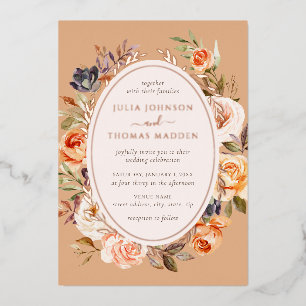 Vintage Burnt Orange Floral Foliage Wedding