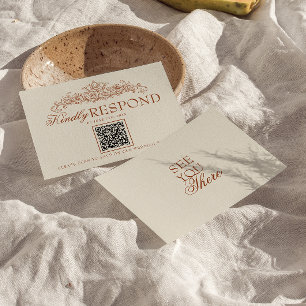 Vintage Burnt Orange Old Money QR Code Wedding RSVP Card