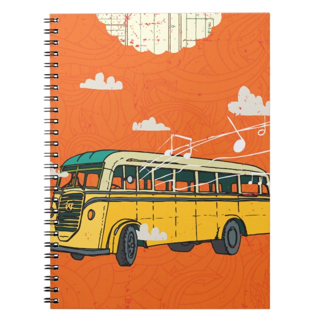 Vintage Bus: Clouds Texture Backdrop Notebook (Front)