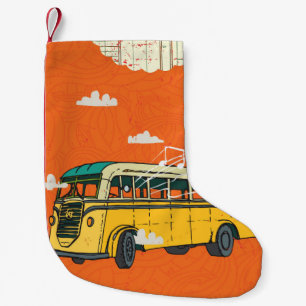 Vintage Bus: Clouds Texture Backdrop Small Christmas Stocking