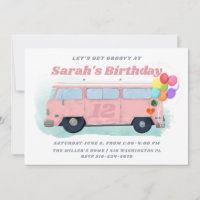 Vintage Bus Retro 70s Groovy Birthday Party