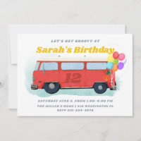 Vintage Bus Retro 70s Groovy Birthday Party