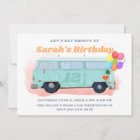 Vintage Bus Retro 70s Groovy Birthday Party