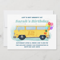 Vintage Bus Retro 70s Groovy Birthday Party