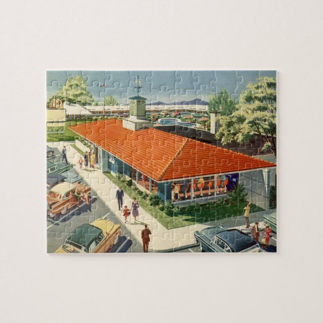 Vintage Business, 50s Family Restaurant Diner Jigsaw Puzzle (Horizontal)