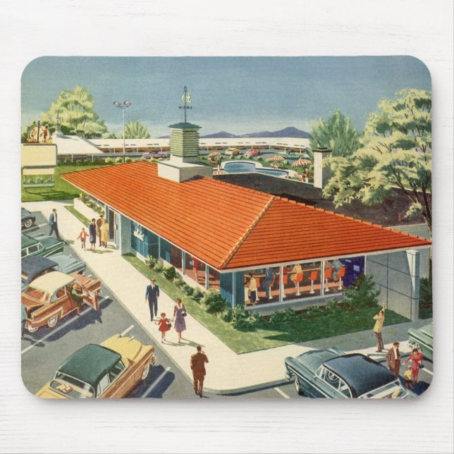 Vintage Business, 50s Family Restaurant Diner Mouse Mat (Front)