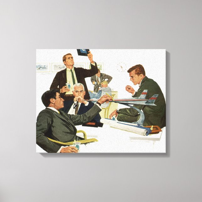 Vintage Business, Airline Executives Meeting Canvas Print (Front)