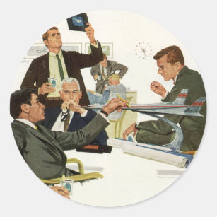 Vintage Business, Airline Executives Meeting Classic Round Sticker