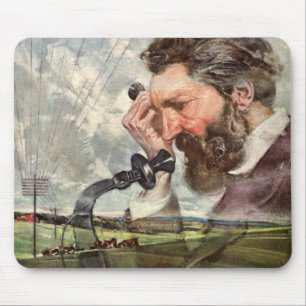 Vintage Business, Alexander Graham Bell Telephone Mouse Mat