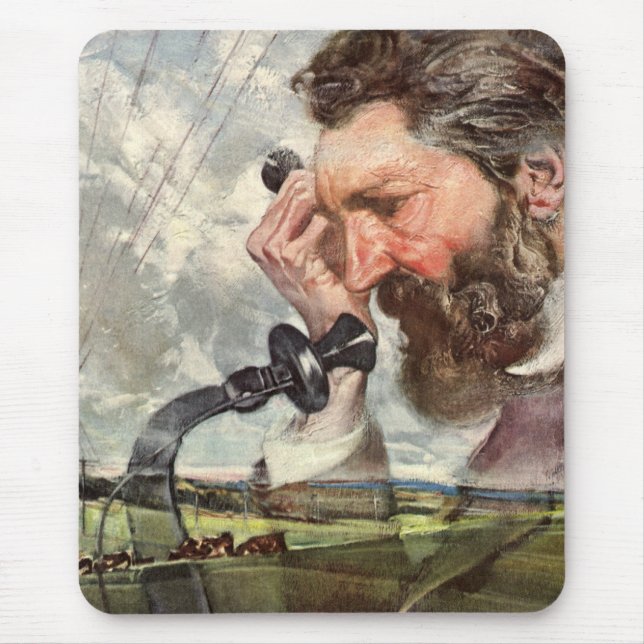 Vintage Business, Alexander Graham Bell Telephone Mouse Mat (Front)