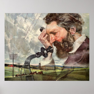 Vintage Business, Alexander Graham Bell Telephone Poster