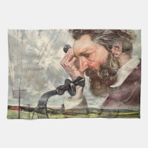 Vintage Business, Alexander Graham Bell Telephone Tea Towel