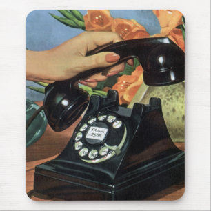 Vintage Business, Antique Phone with Rotary Dial Mouse Mat