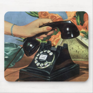 Vintage Business, Antique Phone with Rotary Dial Mouse Mat