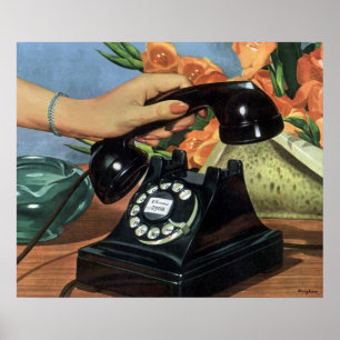 Vintage Business, Antique Phone with Rotary Dial Poster