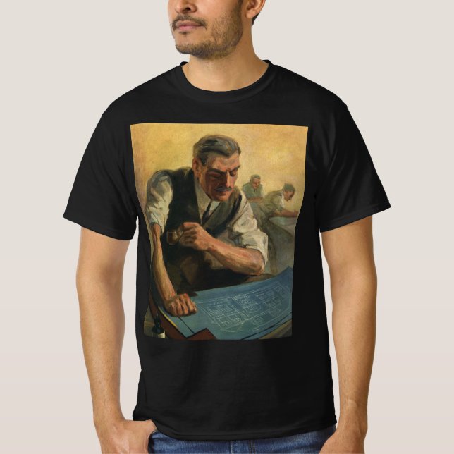 Vintage Business Architect and Building Blueprints T-Shirt (Front)