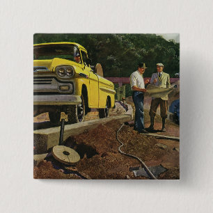 Vintage Business Architect Construction Contractor 15 Cm Square Badge