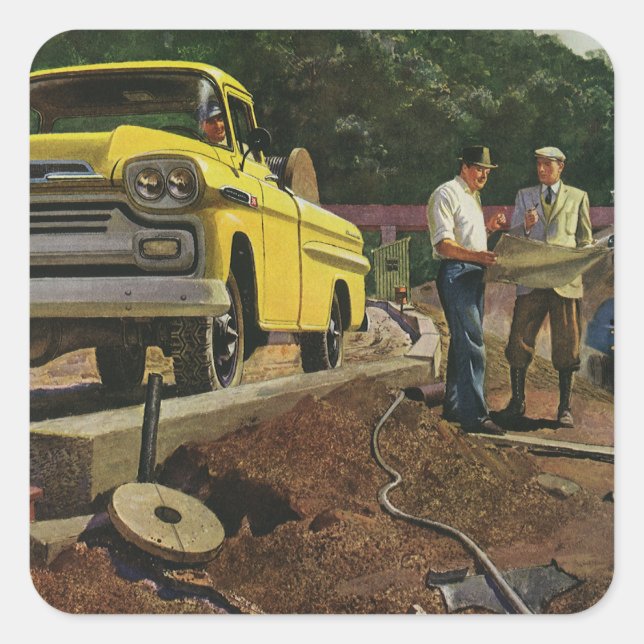 Vintage Business Architect Construction Contractor Square Sticker (Front)