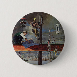 Vintage Business, Architects and Construction 6 Cm Round Badge