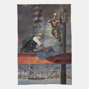 Vintage Business, Architects and Construction Tea Towel