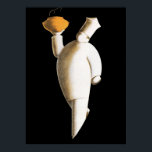 Vintage Business, Art Deco Restaurant Chef Poster<br><div class="desc">Vintage illustration food and beverages design featuring an art deco professional caterer or personal chef wearing a traditional chef's uniform (or chef's whites) and a toque blanche (traditional hat). He is carrying food like a waiter for a catered party.</div>