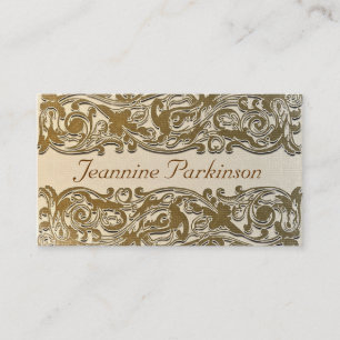 vintage business card with brown swirls