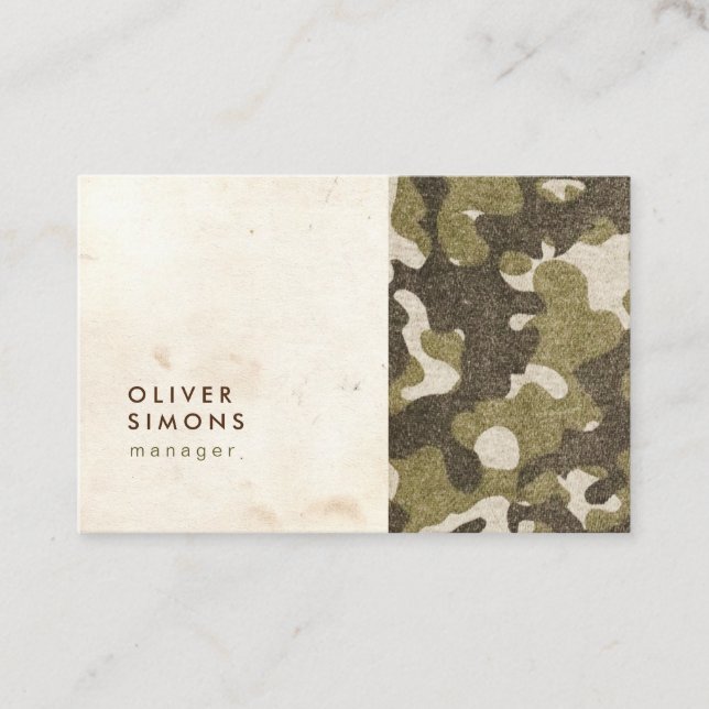 Vintage Business Card with military pattern (Front)