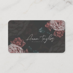 Vintage business card with pink roses