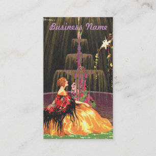 Vintage Business Cards - Lady by a Fountain