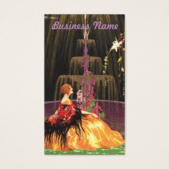 Vintage Business Cards - Lady by a Fountain